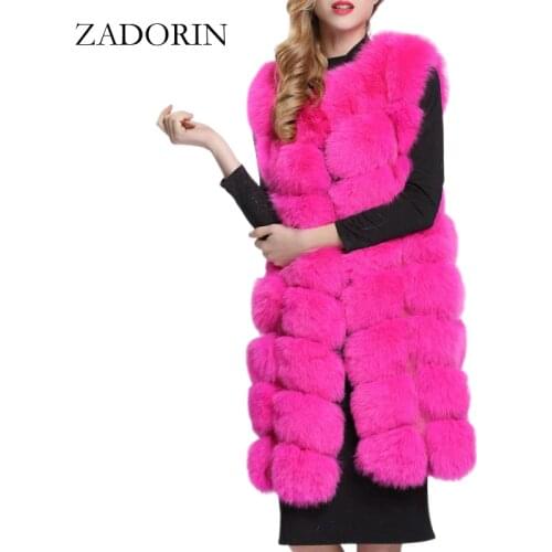 ZADORIN 90cm Luxury Women Faux Fur Jackets Sleeveless Slim Long Faux Fur Vest Gilet Furry Warm Winter Overcoat Women Plus Size