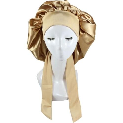 1 Piece Girls Women Polyester High Elastic Night Sleeping Shower Cap Hair Bonnet Hat Head Cover Satin Turban