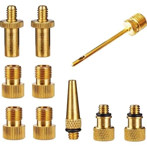 Bicycle Valve Adapter Set Car Valve Adapter Kit Set For Bike Floor Pump Air Mat Ball Pump Needle Nozzle Kit 10Pcs