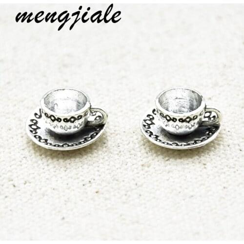 15pcs Hot Sell Wholesale Zinc Alloy Metal 3D Coffee Charms For Women Necklace Jewelry Accessories Making 14*7mm