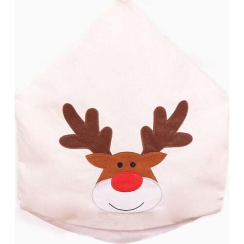 18 pcs Elk Cap Christmas Chair Covers Embroidered Deer Hat Chair Back Covers Xmas Home Banquet Dinner Table Party Decoration
