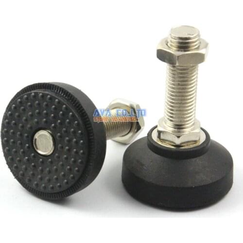 2 Pieces Adjustable Thread 60mm Dia Round Base M16 x 50mm Leveling Foot Mount Pad