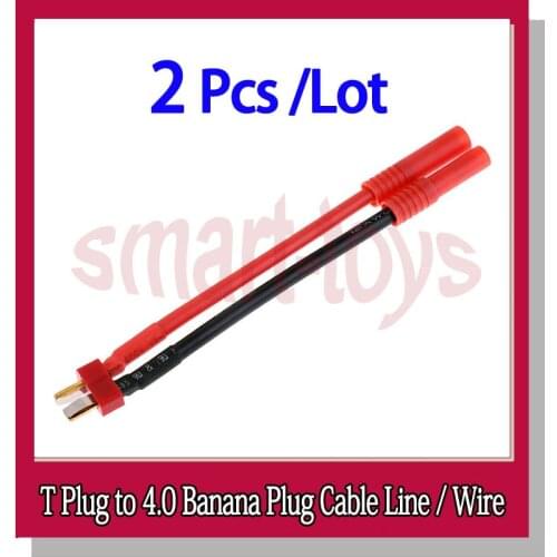 2Pcs T-Plug to 4.0 Banana Plug Wire Cable 14AWG for RC Car RC Plane Lipo Battery Parts