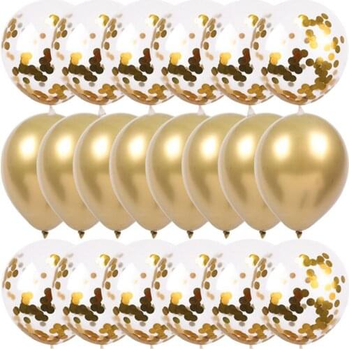 20pcs Gold Confetti Balloons Set Metallic Chrome ballon Birthday Party Wedding Decoration Anniversary Globos Baby Shower Balloon