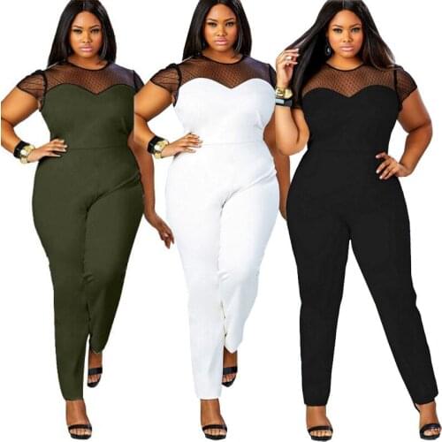 2020 Fashion Brand Autumn Winter Overalls Rompers Womens Plus Size Maxi Regular Full Length Jumpsuit 4XL Lace Mesh
