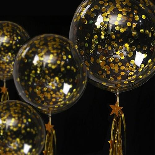 5pcs 12/18/20/24/36inch Transparent Bobo Bubble Balloon 10g Confetti Clear Helium Balloon Valentines Day Birthday Party Gifts