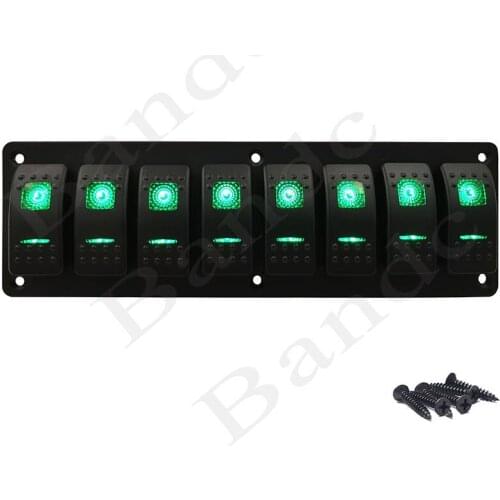8 Way Pre-wired Rocker Switch Panel with 6 Screws for Car Boat RV Yacht Truck Caravan Dashboard, 12V 24V, Dual Led Lights