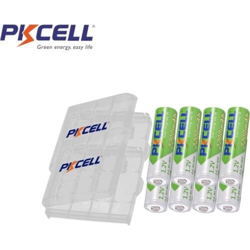 8PCS PKCELL AA Rechargeable Battery 1.2V 2200MAH Low Self Discharge Batteries For Camera and 2Pcs Battery Case hold