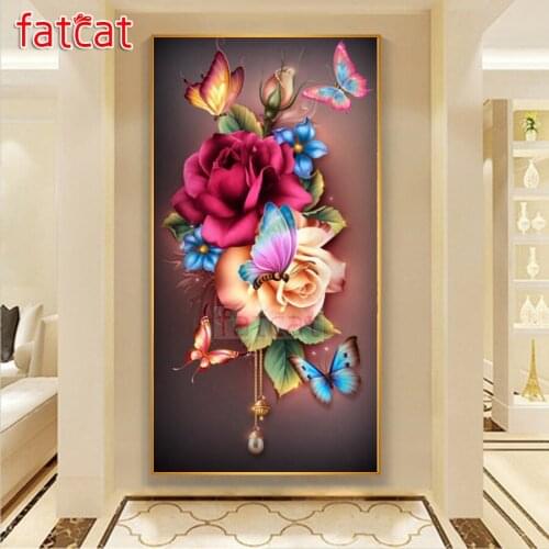 FATCAT butterfly flower Large Diy Diamond Painting Full square round drill 5d Diamond Embroidery Animal Mosaic Decoration AE2292
