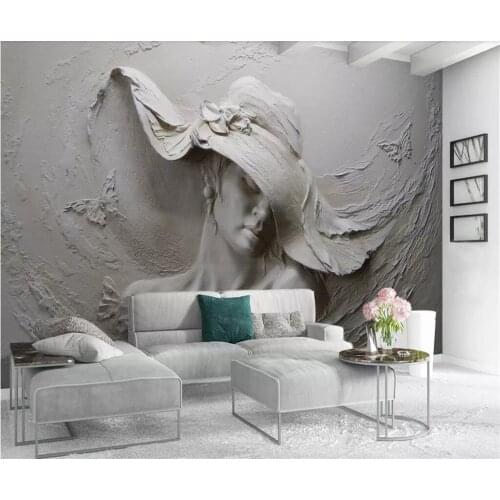 Beibehang Custom Wallpaper 3D Stereo murals Embossed Gray Beauty Oil Painting Modern Abstract Art Mural Living Room 3d wallpaper
