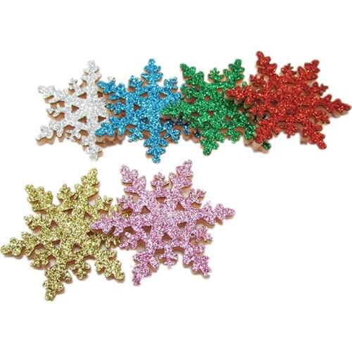Big size 3.5cm 50pcs/lot Glitter snowflake Padded Appliques for Children Headwear Hair clip Accessories and Garment Accessories