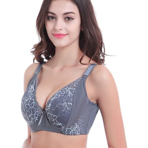 Big Size Push Up Lace Bra Embroidery Bowknot Back Closure Large Size Lace Bras Women Intimates Big Size Full D E Cup Push Up Bra