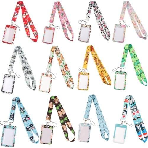 JF1037 Panda Cute Animal Sloth Lanyard Card ID Holder Car KeyChain ID Card Passport Gym Phone Badge Kids Key Ring Holder Jewelry