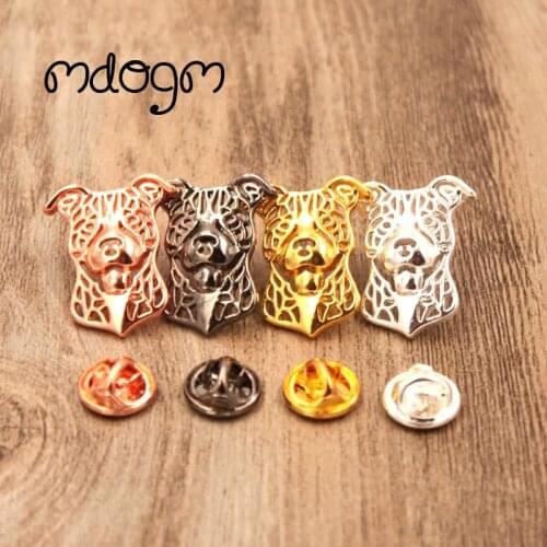 Mdogm Pitbull Dog Animal Brooches And Pins Suit Cute Metal Small Father Collar Badges Gift For Male Men B059