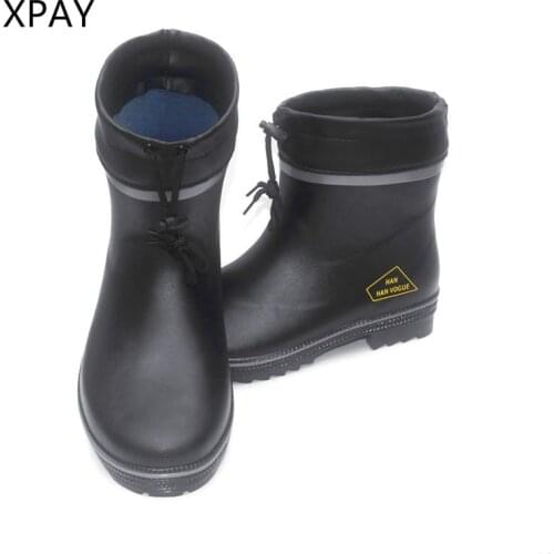 Black Rubber Short Rainboots Man Fishing Boots Waterproof Gumboots Comfortable Rubbers Shoes Fashion Galoshes