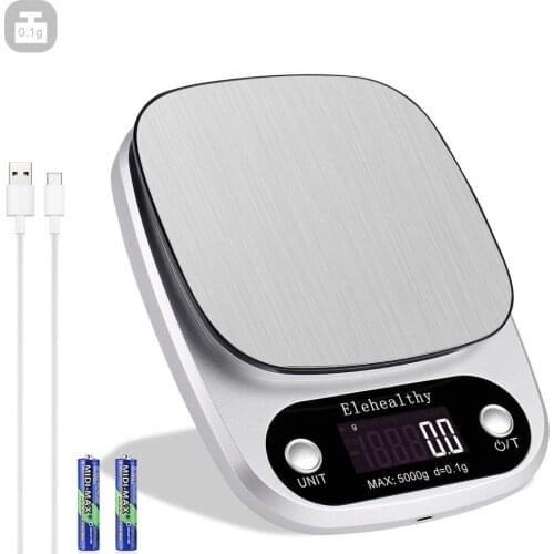 Mini LCD Digital Scale USB Powered Precision 0.1/1g Electronic Weighing balance Stainless Steel Kitchen Food Scale Measure Tools