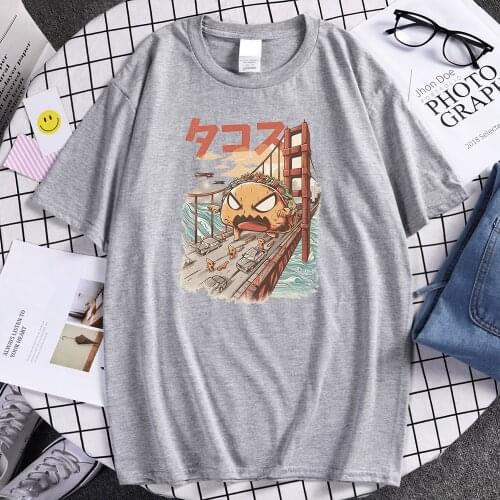 Golden Gate Giant Taco Monster Prints Men Tshirts Oversized Brand T-Shirts Fashion Breathable Clothing Round Neck T Shirts Mens