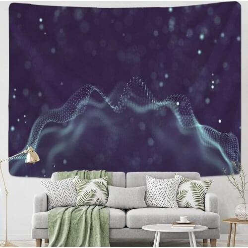 Starry Sky Wave Tapestry Wall Hanging Blue Lines Witchcraft Luck Minimalist Modern Style Hippie Dormitory Decor