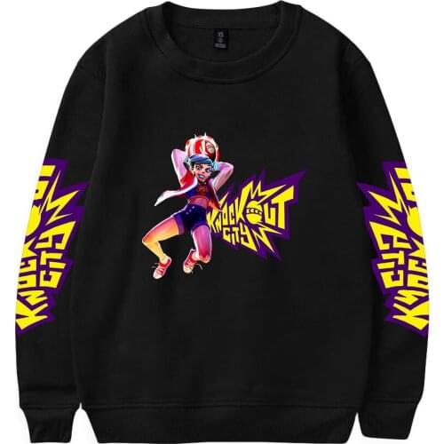 Knockout City Spring Print Crew Neck Shirt Street Style Casual Harajuku Men/Women Hooded Sweater Tops