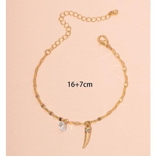 Ins Gold Chain Ox Horn Spike Geometric Adjustable Minimalism Bracelets Trendy Korean Fashion Women Party Jewelry