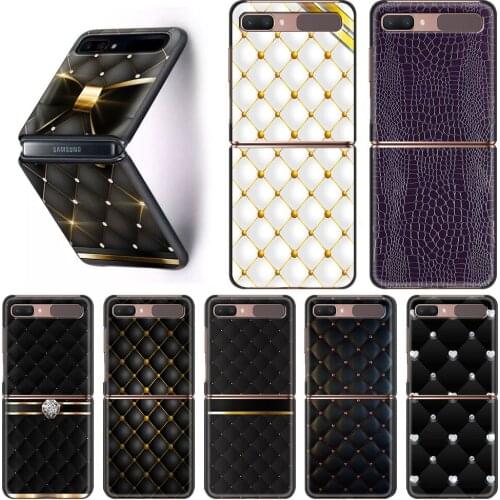 Leather Pattern PC Case for Samsung Galaxy Z Flip 5G Hard Plastic Phone Coque Folding Splitting Shell for Galaxy ZFlip 6.7 Capa