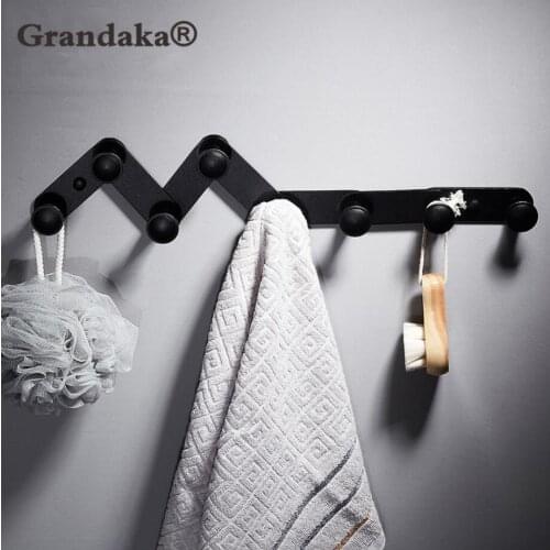 Black Antique Finish Bathroom Towel Hook Wall Hook Door Hanger Clothes Robe Hook Multi-function Telescopic 4 / 6 /8 Hooks