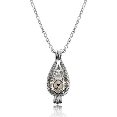 Love Cage Oyster Faux Pearl Bead Women Pendant Charm Fashion Necklace Chain Gift