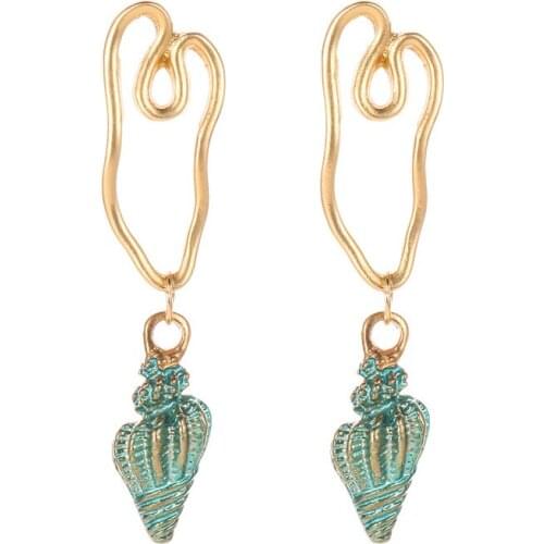 Fashion Colorful Conch Drop Earrings for women Irregular Gold Color metal shell Summer Earrings Jewelry 2019 Gift Bijoux