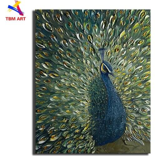 Plate Knife Painted Peacock Wall Art Picture Handpainte Modern Abstract Oil Painting on Canvas Wall Art Gift Living Room Decora