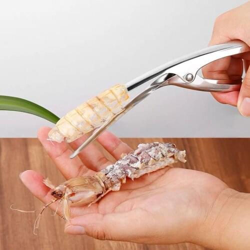 New 304 Stainless Steel Kitchen Gadgets Peeled Shrimp Artifact Pliers Open Shrimps Lobster Prawn Shelling Machine Creative Tools