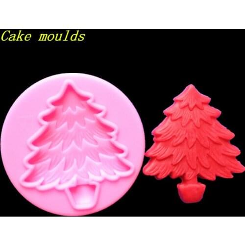 Wholesale Silicone mold K309 Mini Xmas tree shape Decoration clay mold Fondant cake mould Baking mold