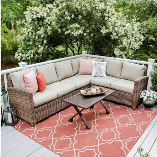 New arrival classical garden furniture l type sofa patio wicker sofa set for sale