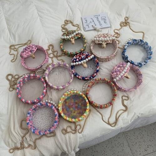 DIY Finished Products Hand Held Pearl Bag Lock Transparent Acrylic Cloth Strip DIY Bag Hand Woven Bag Chain Diagonal Span Bag