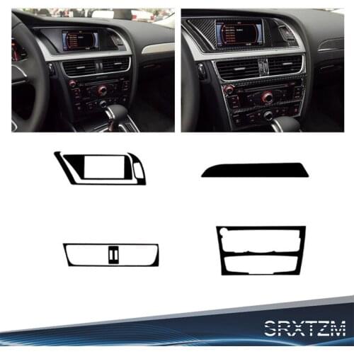 SRXTZM Car Carbon Fiber Console Control CD Frame Cover Trim Interior Air Conditioning Knobs Decorative Frame For A4 A5 B8 Refit