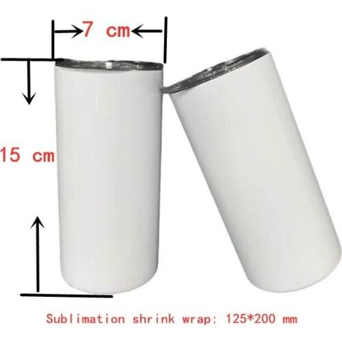 SUB125220 White Sublimation Shrink Wrap for 15oz Straight Tumbler Heat Transfer Sleeve Wrap