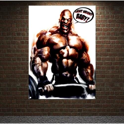 LIGHT WEIGHT BABY! Gym Decor Man Body Building Wallpapers Tapestry Muscular Hunk Banner Wall Art Hanging Painting Workout Poster