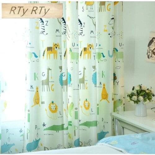 Cartoon Zebra Animal Printed Blackout Curtains For Children Room Cortina Sheer Curtain For Kids Room Window curtains