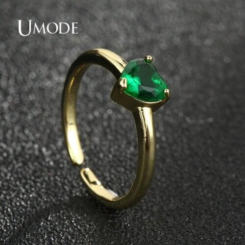 UMODE 2021 NEW Heart-Shaped Cubic Zirconia Ring for Women Femme Adjustable Wedding Rings Gold Color Fashion Jewelry UR0621