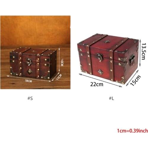 Treasure Chest Vintage Wooden Storage Box Antique Style Jewelry Organizer for Jewelry Box Trinket Box home Mask box