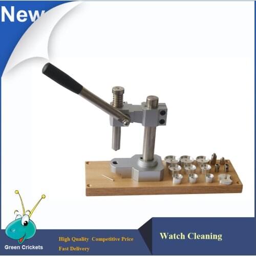 High Quality Wooden Tabletop Watch Cystal Press,Watch Repair Tool Watch Crystal Replacement Press + 10 Watch Crystal Press Dies