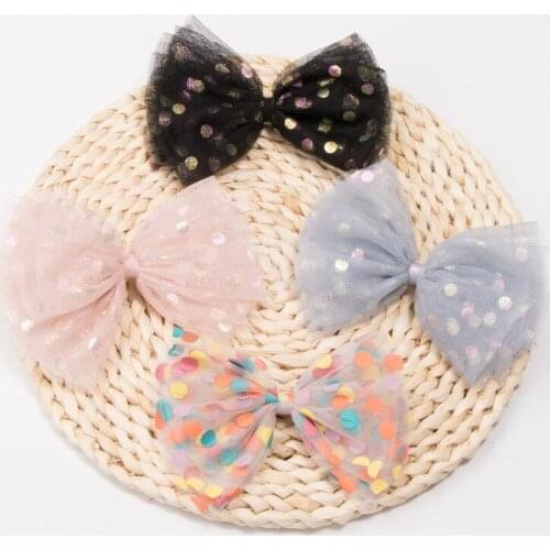 Hair Bows With Clips For Baby Girls Hairpins Polka Dot Mesh Hairpin Duckbill Hair Clip Handmade Barrette Headwear Hair Accessory