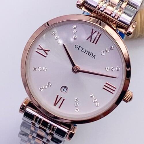 Womens Watch Top Brand Luxury 2021 Fashion Diamond Stainless SteelRose Gold Steel Strap Womens Quartz Watch Japanese Movement