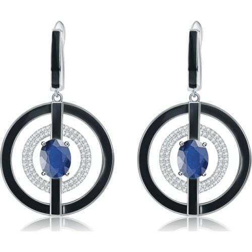 GEMS BALLET 925 Sterling Silver Vintage Blue Earrings Natural Agate Gemstone Drop Earrings For Women Wedding Fine Jewelry