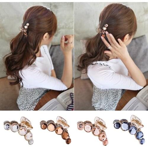 1PC 2020 New Crystal Hair Plastic Hair Claws Clamp Resin Women Girl Rhinestone Pearl Hair Clip Cute Headwear Hair Accessories