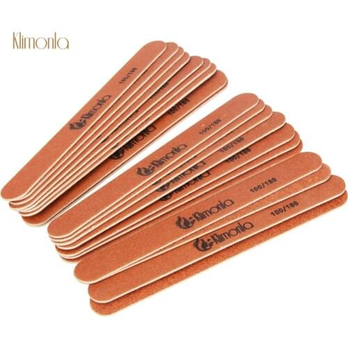 17Pcs/lot Klimonla Nail File 100/180 Grit Brown Wooden Sanding Polishing Manicure Nail Care Tools DIY or Salon Accessories