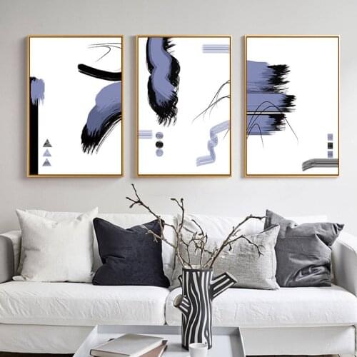 Abstract Purple And Black Geometric Pattern Canvas Painting Modern Wall Art Poster And Print Picture Nordic Style Living Room De