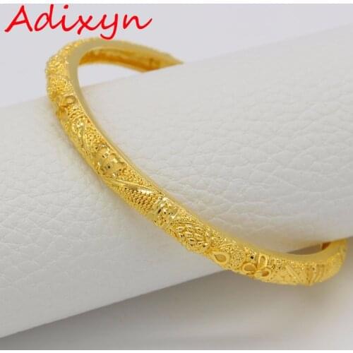 Adixyn 6.5cm/2.6inch African Bangles For Women Gold Color Bangles&Bracelets Ethiopian/Arab/Middle East Party Gifts N0024