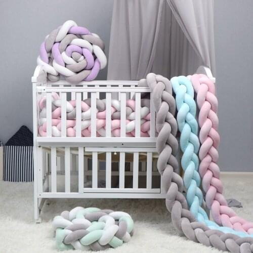 1M/2M/3M Length Newborn Baby Bed Bumper Pure Weaving Plush Knot Crib Bumper Kids Bed Baby Cot Protector Baby Room Decor