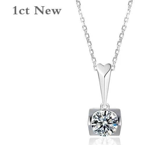 1.0ct 925 Solid Sterling Silver Moissanite Necklace VVS1 D color Gemstone Pendant Necklace Fine Jewelry Gift For Women Girl