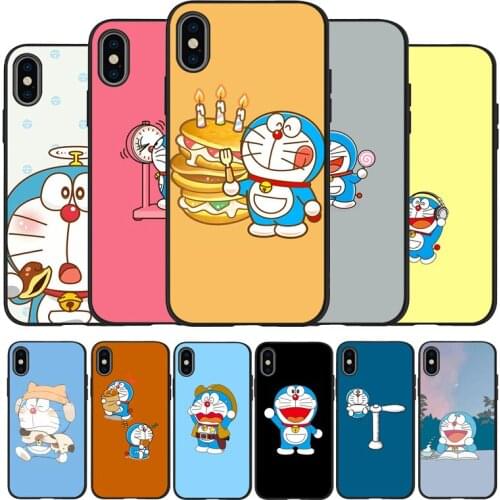 Doraemon black Silicone Phone Case For iPhone XR XS Max 5 5S SE 2020 6 6S PLUS 7 8 X 11Pro Max 11 Cover